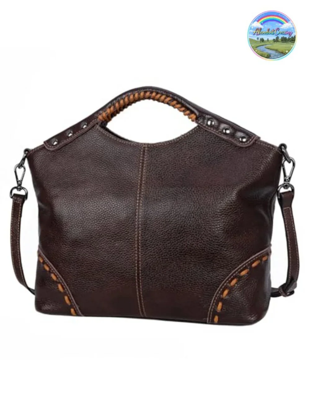 Genuine Leather Crossbody Satchel Bag - Adjustable Strap, Multiple Pockets